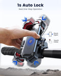 Motorcycle Phone Mount, [1s Auto Lock][100mph Military Anti-Shake] Bike Phone Holder