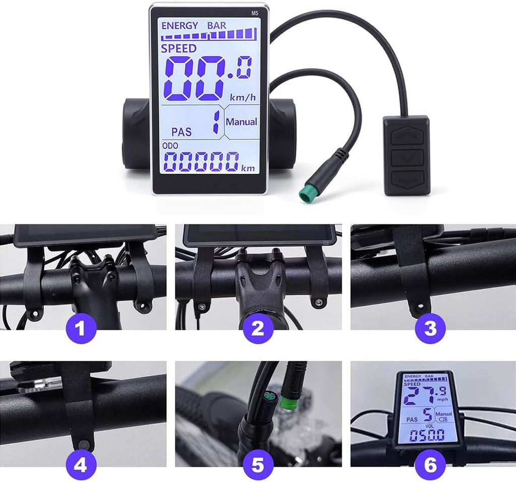 Electric Bike LCD Display Meter, M5 Waterproof LCD E Bike Display