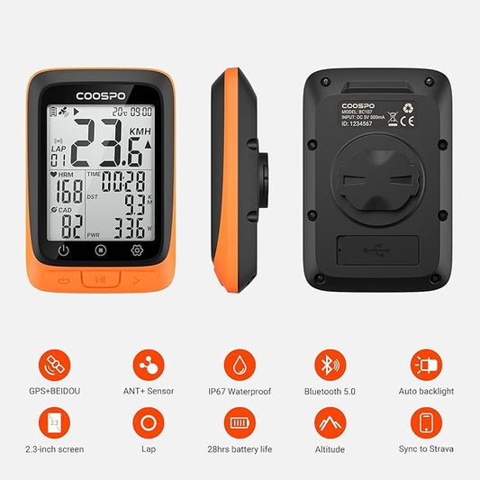 Bike Computer Wireless GPS, Cycling Computer GPS Bike Tracker with Bluetooth/ANT+