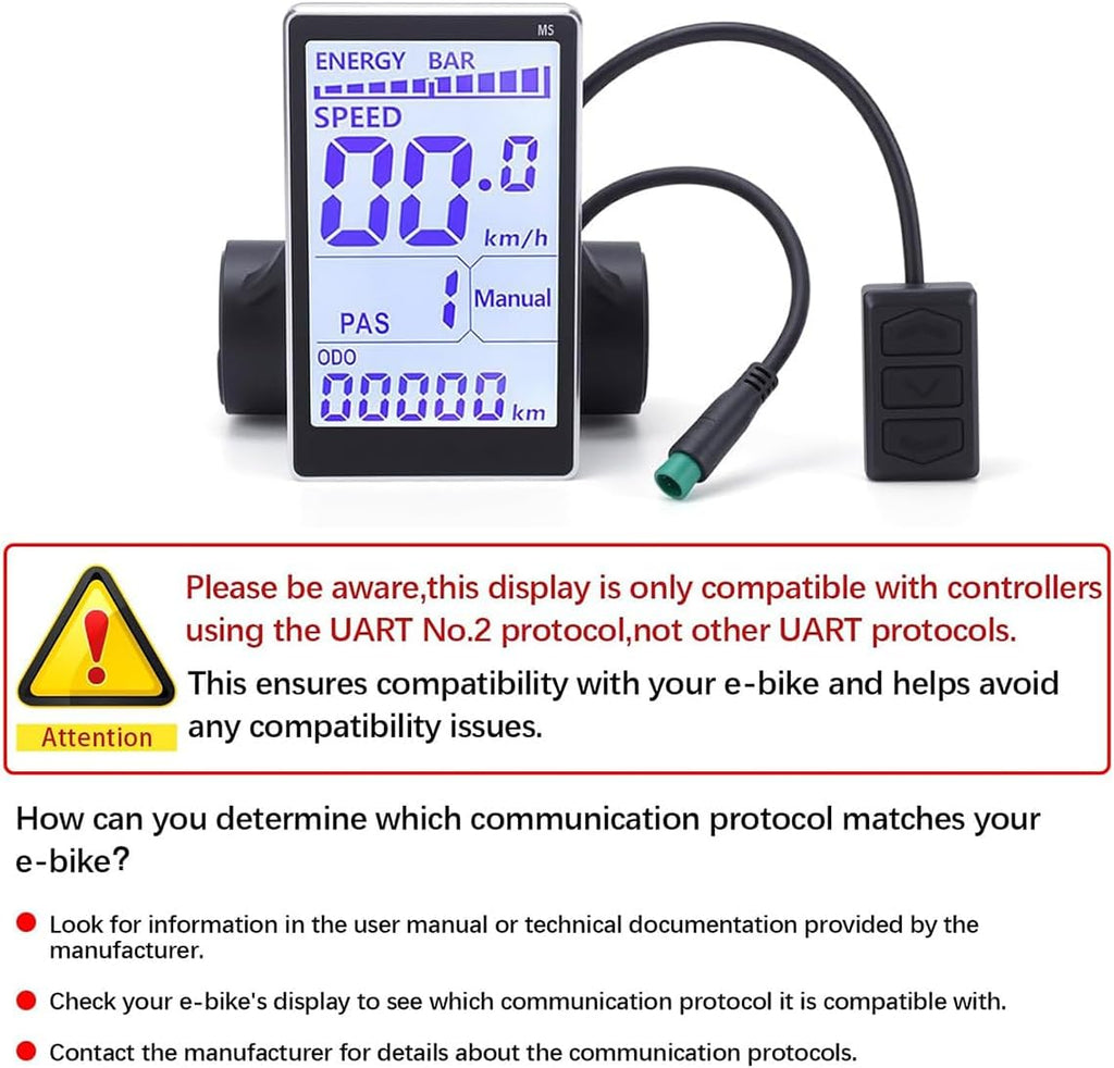 Electric Bike LCD Display Meter, M5 Waterproof LCD E Bike Display