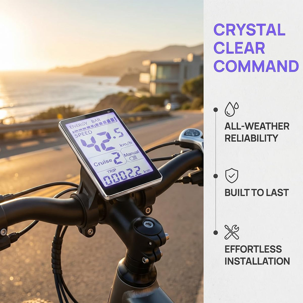 Electric Bike LCD Display Meter, M5 Waterproof LCD E Bike Display