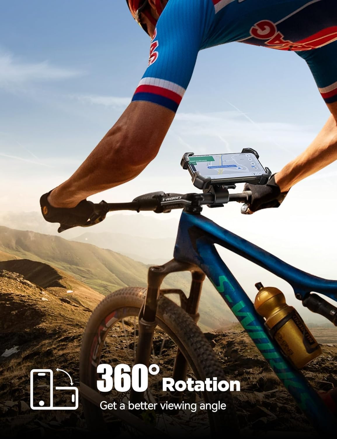 Motorcycle Phone Mount, [1s Auto Lock][100mph Military Anti-Shake] Bike Phone Holder