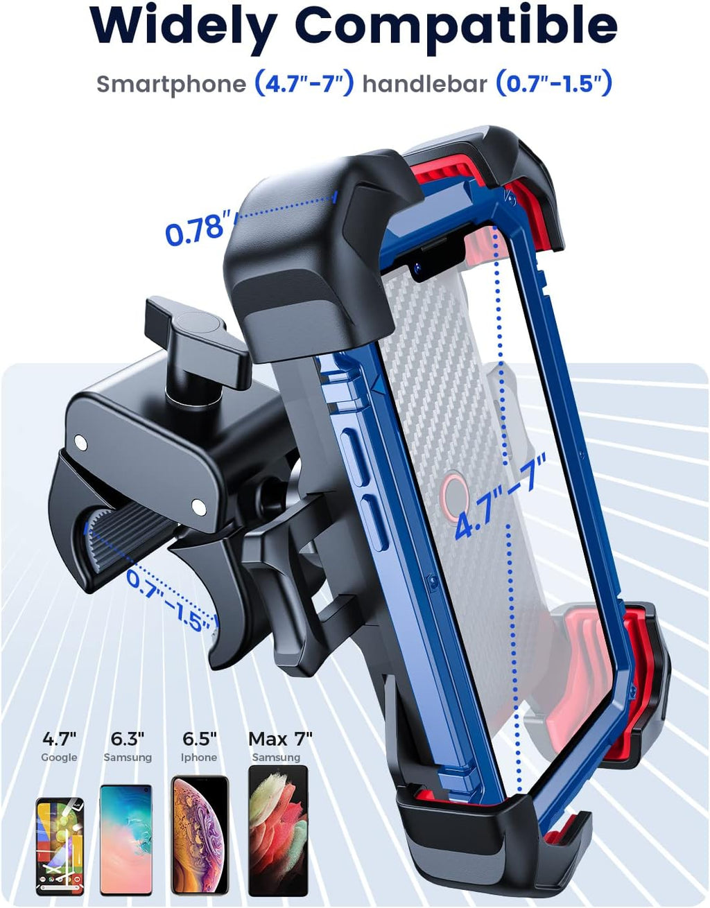 Motorcycle Phone Mount, [1s Auto Lock][100mph Military Anti-Shake] Bike Phone Holder