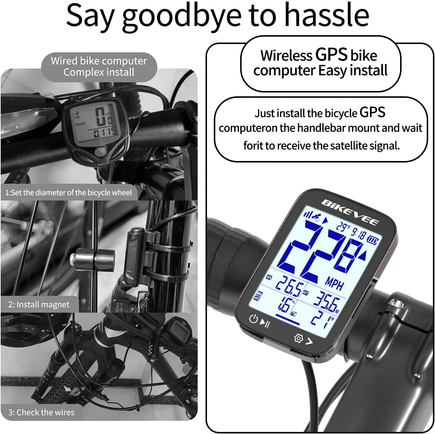 Bike Speedometer GPS Wireless Cycling Computer – Auto Start/Stop